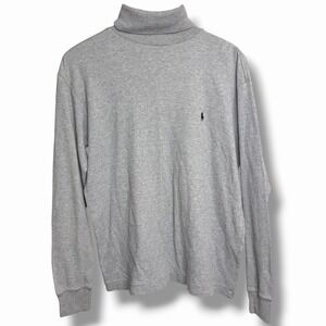 Polo Ralph Lauren Sz Large Gray Jersey Turtleneck Pullover Top Long Sleeves Mock
